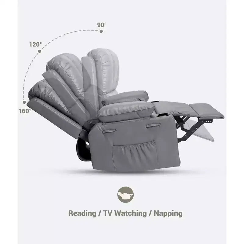 Fauteuils inclinables classiques en cuir, élégants et manuels, sièges de cinéma maison avec support lombaire et accoudoirs, fauteuils confortables pour le salon