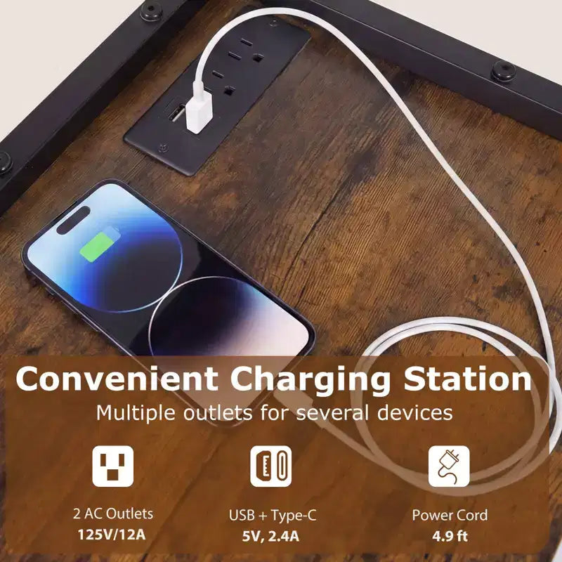 Meuble d'angle de bar avec lumières LED, station de charge, porte-verres et étagères ouvertes, 156 cm de haut