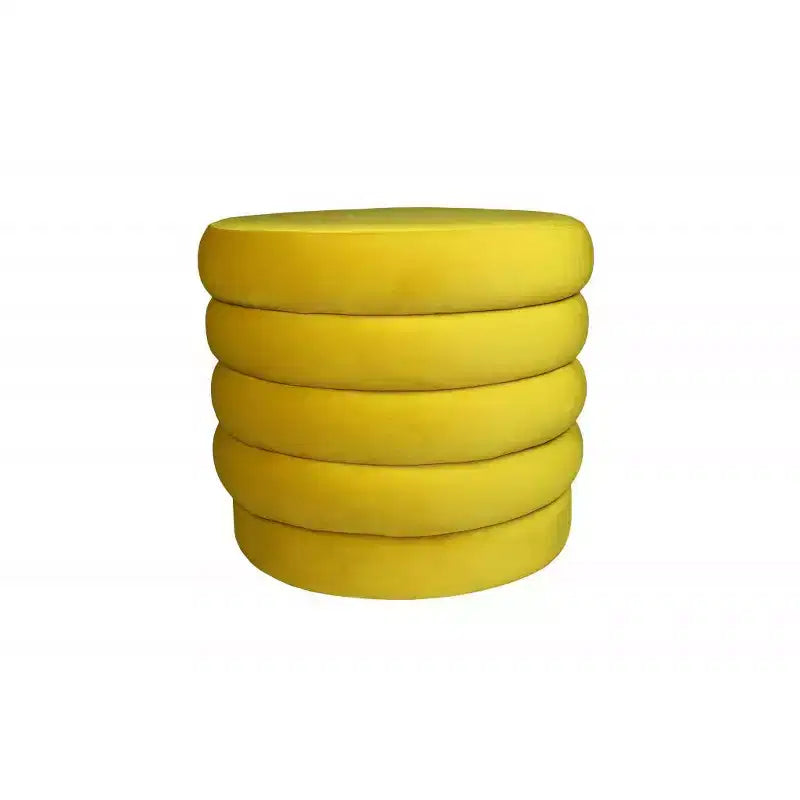 HomeRoots 21 Yellow Velvet Tufted Round Cocktail Ottoman