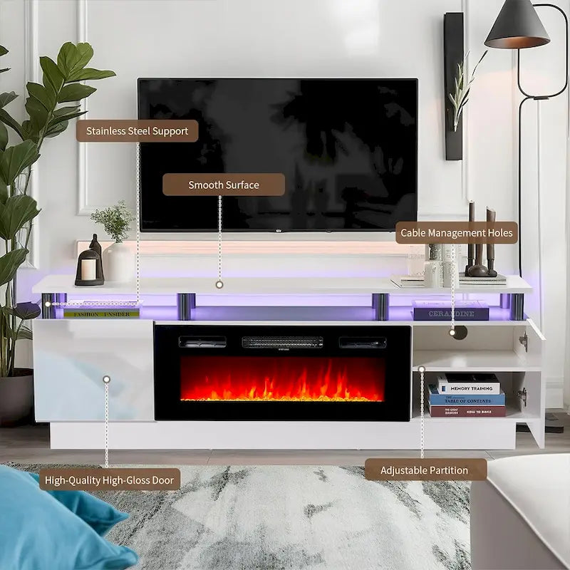Meuble TV cheminée de 70 po avec foyer électrique de 36 po