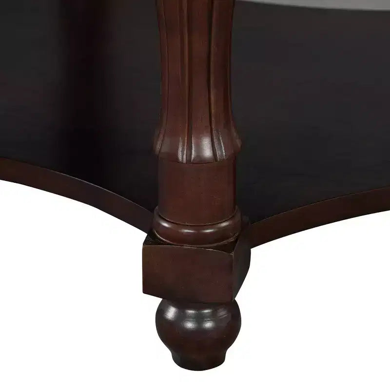Table basse ovale de style campagnard français vintage avec tiroir et étagère inférieure, 114 cm L