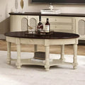 Whisen French Vintage Country Oval Coffee Table with Drawer and Lower Storage Shelf for Living Room