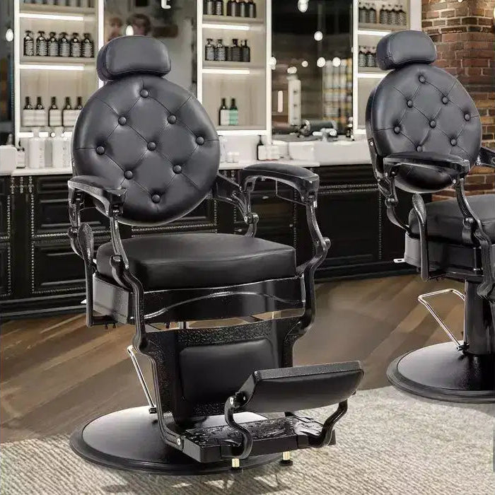 Karl Home Black with Black Frame Retro Heavy Duty Hydraulic Recline Barber Chair