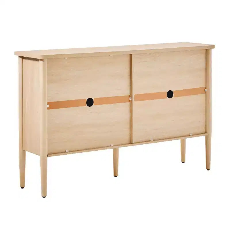 Buffet en bois cannelé moderne de 58 po avec rangement, 4 portes et 2 tiroirs