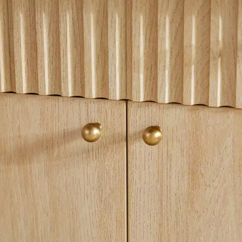 Buffet en bois cannelé moderne de 58 po avec rangement, 4 portes et 2 tiroirs