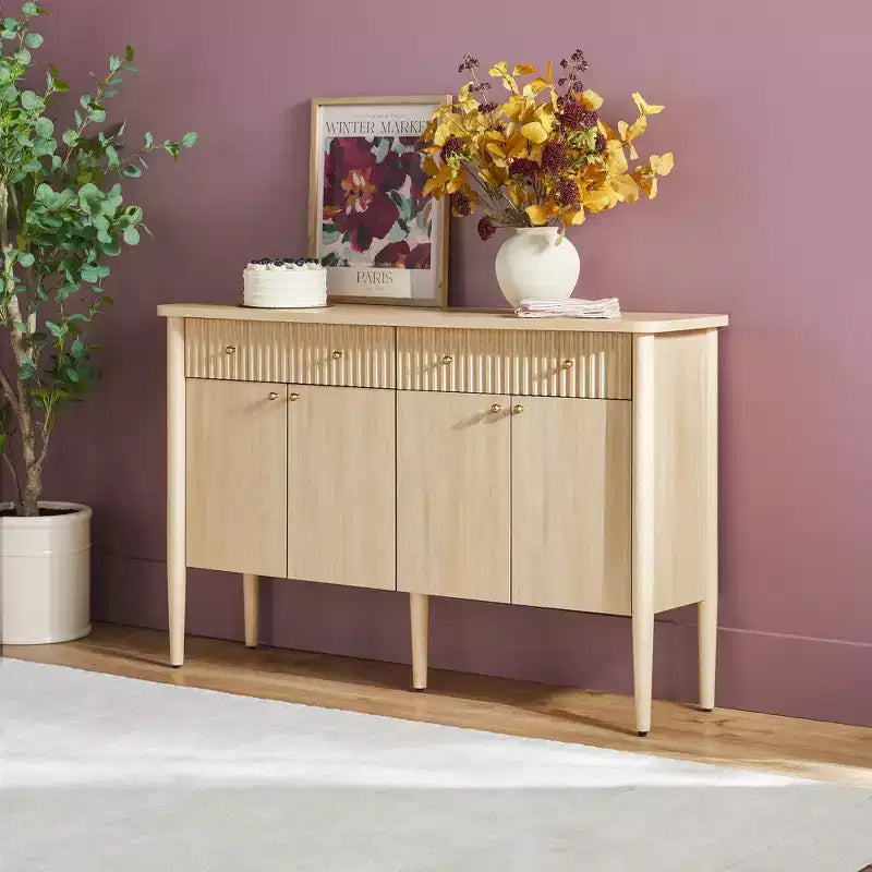 58 Modern Fluted Easy Assembly Wood Buffet Sideboard with Storage