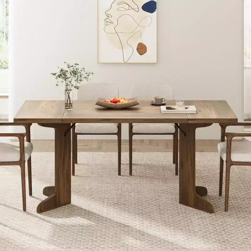 Table de salle à manger en bois de 180 cm pour 6-8 personnes, table de cuisine rectangulaire de style ferme moderne avec pieds en bois uniques, plateau épais, cadre robuste, pour salle à manger
