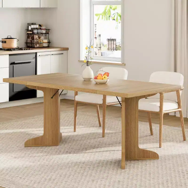 Table de salle à manger en bois de 180 cm pour 6-8 personnes, table de cuisine rectangulaire de style ferme moderne avec pieds en bois uniques, plateau épais, cadre robuste, pour salle à manger