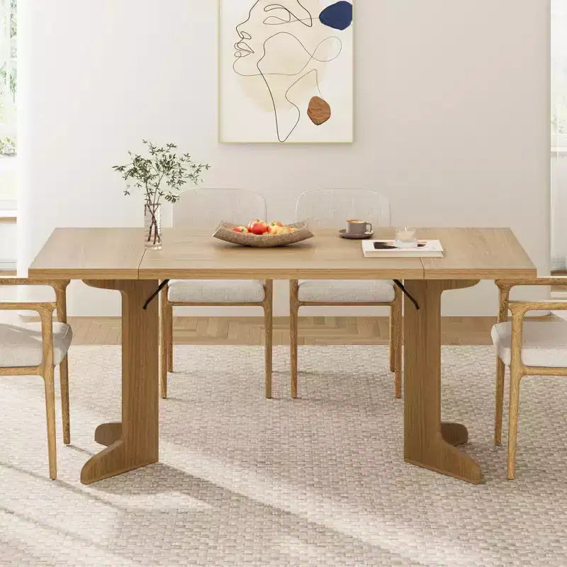 Table de salle à manger en bois de 180 cm pour 6-8 personnes, table de cuisine rectangulaire de style ferme moderne avec pieds en bois uniques, plateau épais, cadre robuste, pour salle à manger