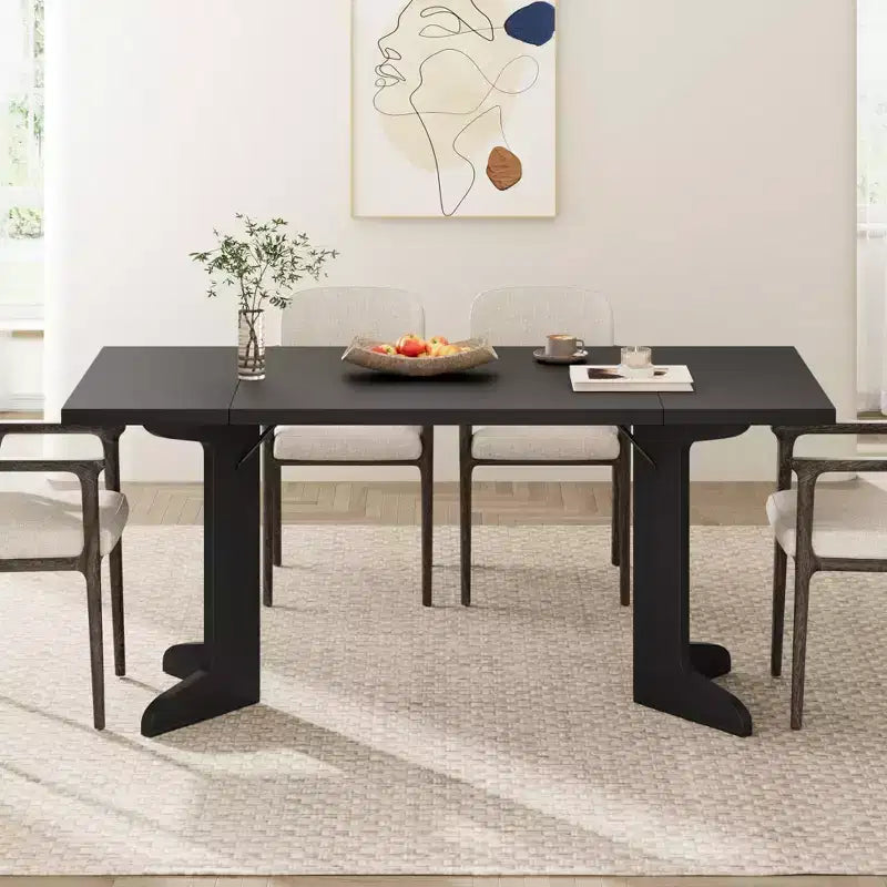 Table de salle à manger en bois de 180 cm pour 6-8 personnes, table de cuisine rectangulaire de style ferme moderne avec pieds en bois uniques, plateau épais, cadre robuste, pour salle à manger