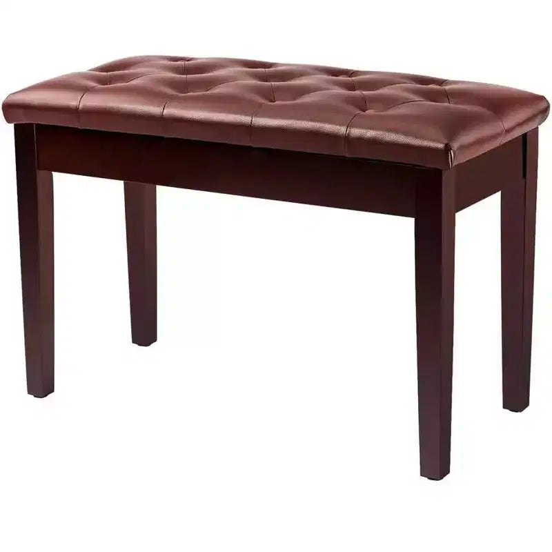 Brown Button-Top Piano Bench With Storage