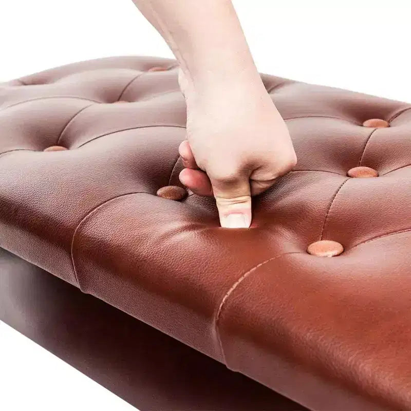 Banc de piano marron à plateau capitonné avec rangement, capacité de 136 kg
