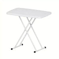 Adjustable Height Folding Table, Metal Frames, Rectangular Snack Laptop Table for Dorm Bedroom Living Room Camping, White