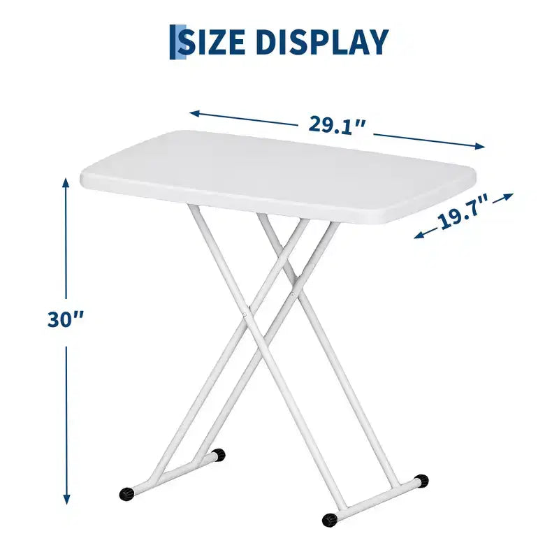 Table pliante réglable en hauteur, cadres métalliques, table d'appoint rectangulaire pour ordinateur portable pour dortoir, chambre, salon, camping, blanc