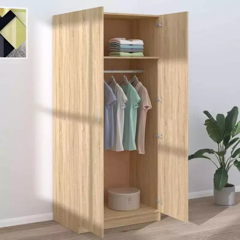 Armoire compacte avec tringle à vêtements, bois d'ingénierie chêne Sonoma, 180 cm de hauteur