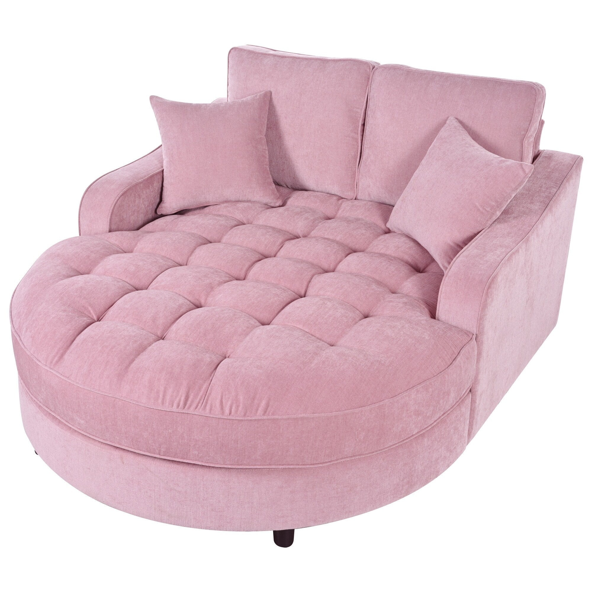 Canapé-lit Chenille avec dossier touffeté et 2 oreillers détachables pour le salon
