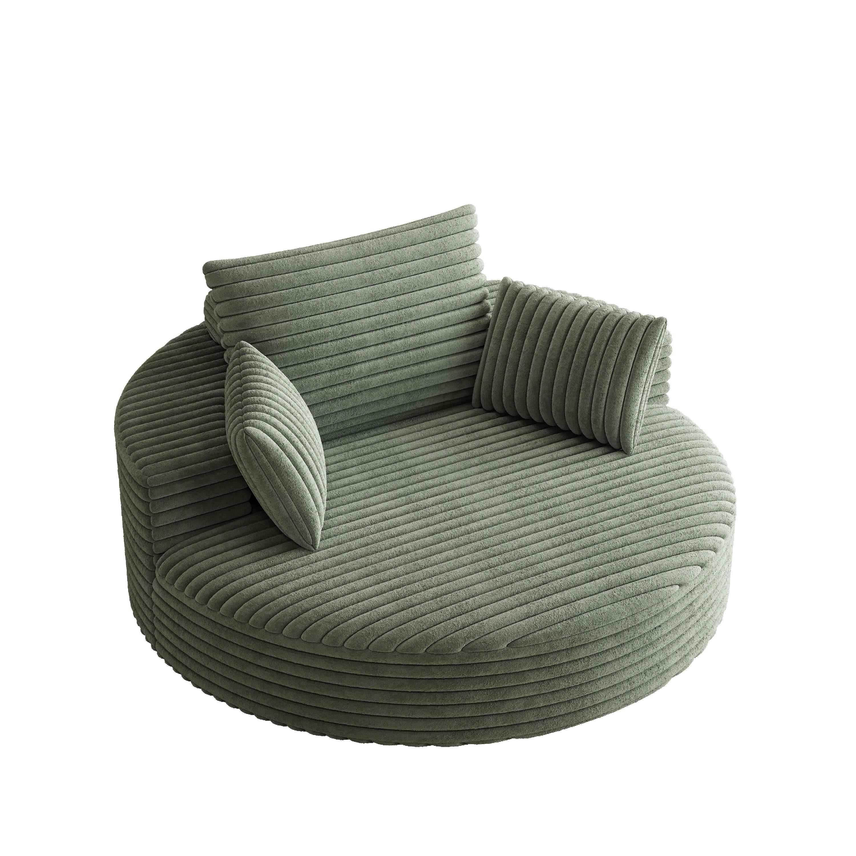Fauteuil pivotant simple en velours côtelé et chenille avec rembourrage en mousse