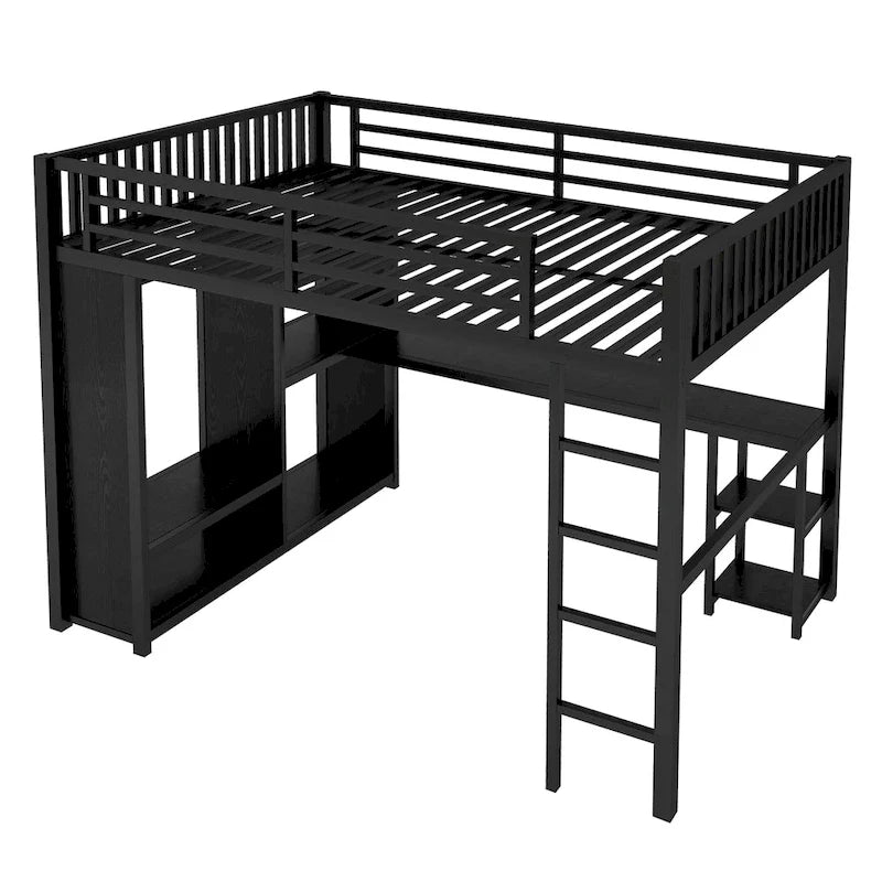 Lit mezzanine taille XL avec armoire intégrée