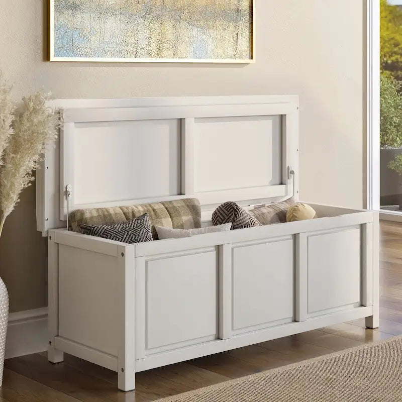 Banc de rangement ouvert en bois massif John Louis Home