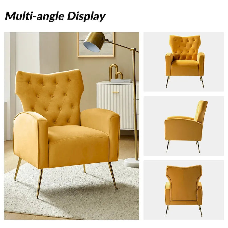 Chaise touffetée Abadiana avec accent et piètement en métal
