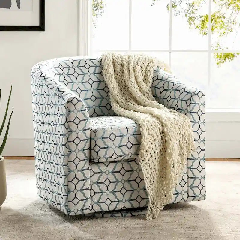 Fauteuil Cuenca moderne en tissu avec piètement pivotant