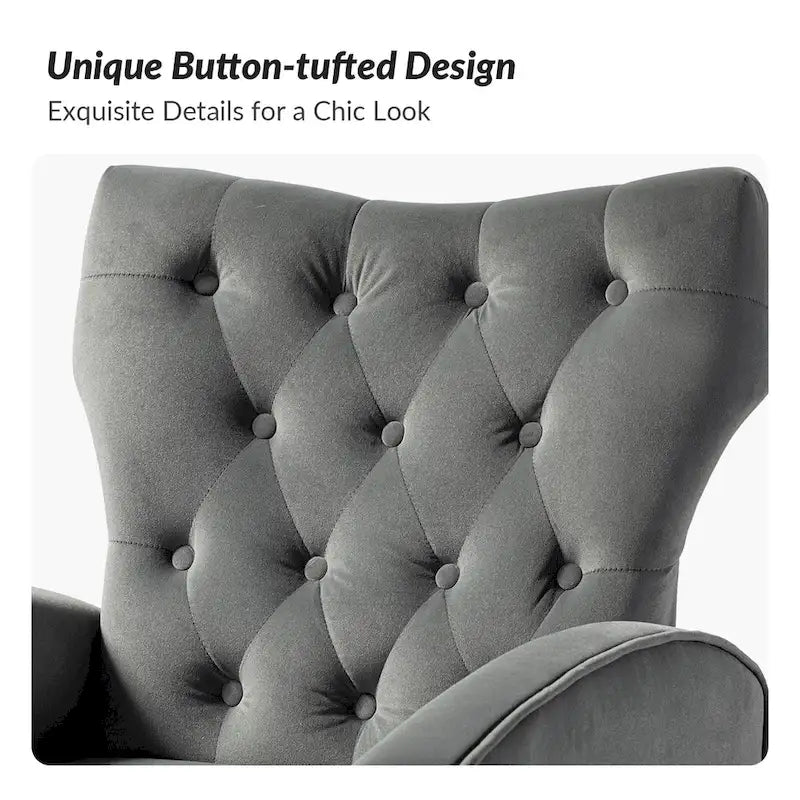 Chaise touffetée Abadiana avec accent et piètement en métal