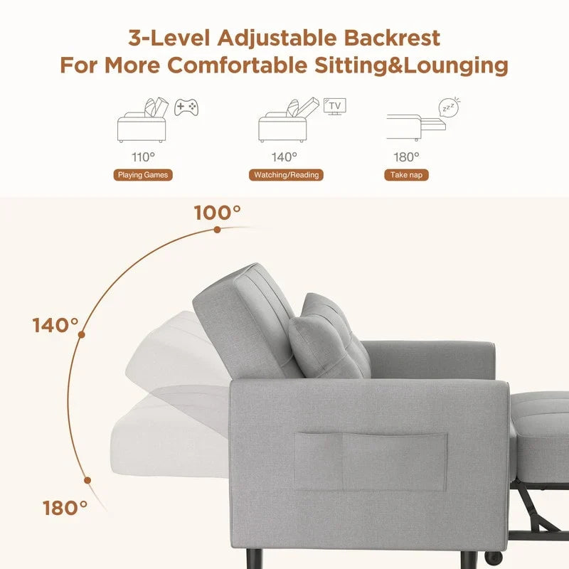 Canapé-lit convertible 3-en-1, Canapé-chaise dépliable, Lit pliant convertible pour salon