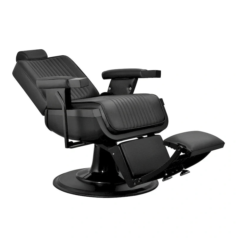 Chaise de barbier robuste inclinable hydraulique JAXSON, cadre noir