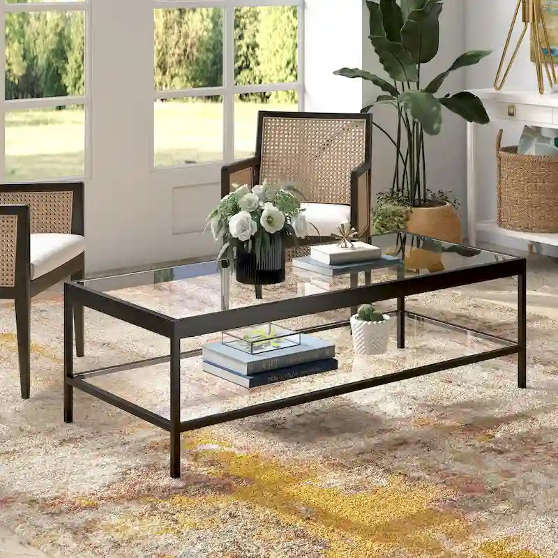 Table basse Alexis en métal et verre