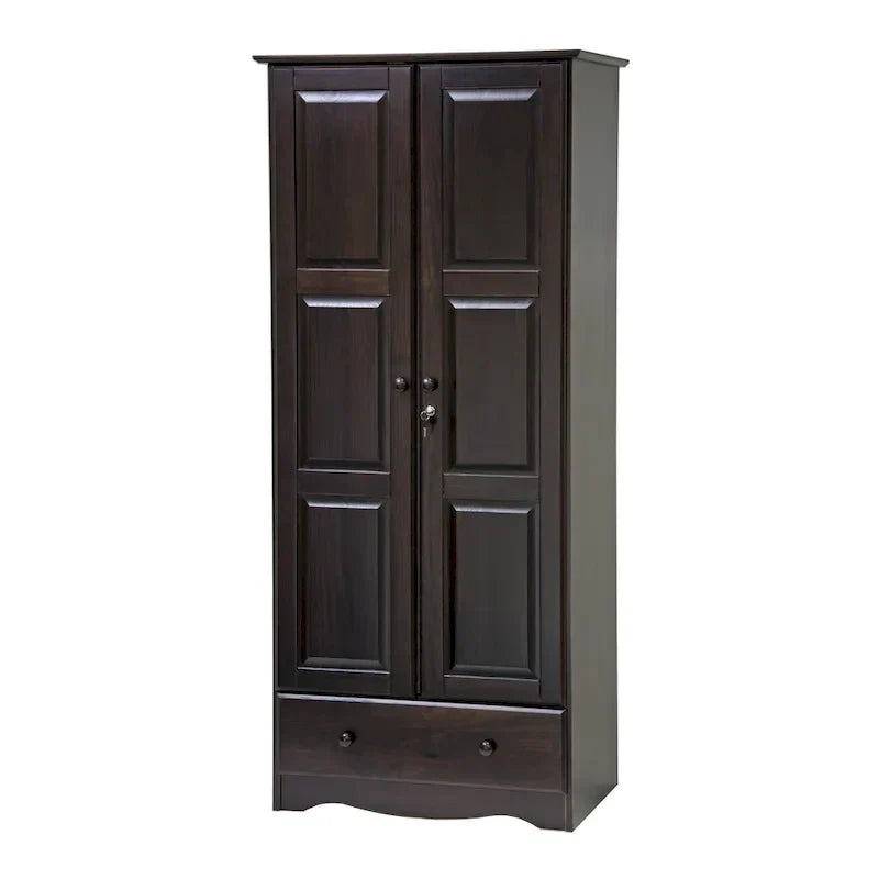 Armoire garde-robe modulable 100 % en bois massif avec poignées en métal ou en bois