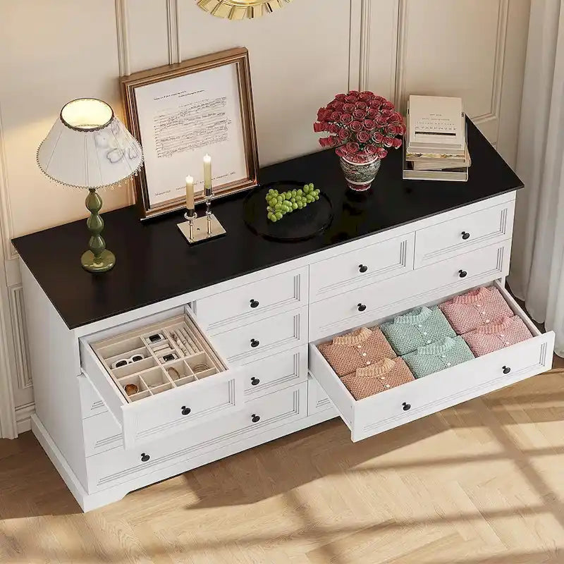 Commode à 10 tiroirs, grande commode à 55 tiroirs en bois et chiffonnier
