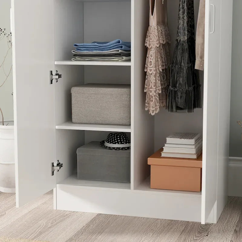 Armoire de chambre autonome à 2 portes avec tringle à vêtements
