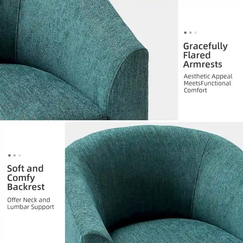 Fauteuil Cuenca moderne en tissu avec piètement pivotant