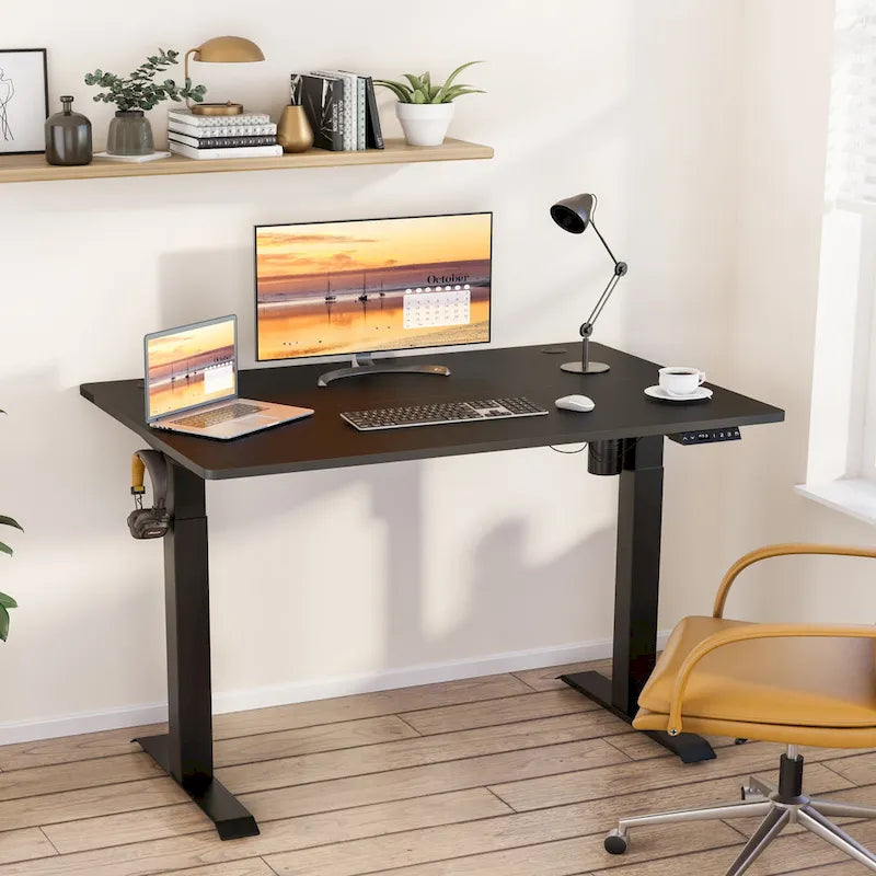 Futzca Bureau assis debout électrique réglable en hauteur avec plateau en épicéa
