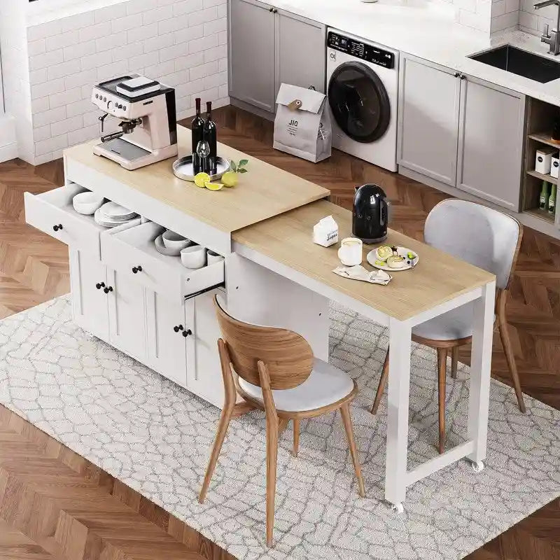 Îlot de cuisine avec table à manger extensible