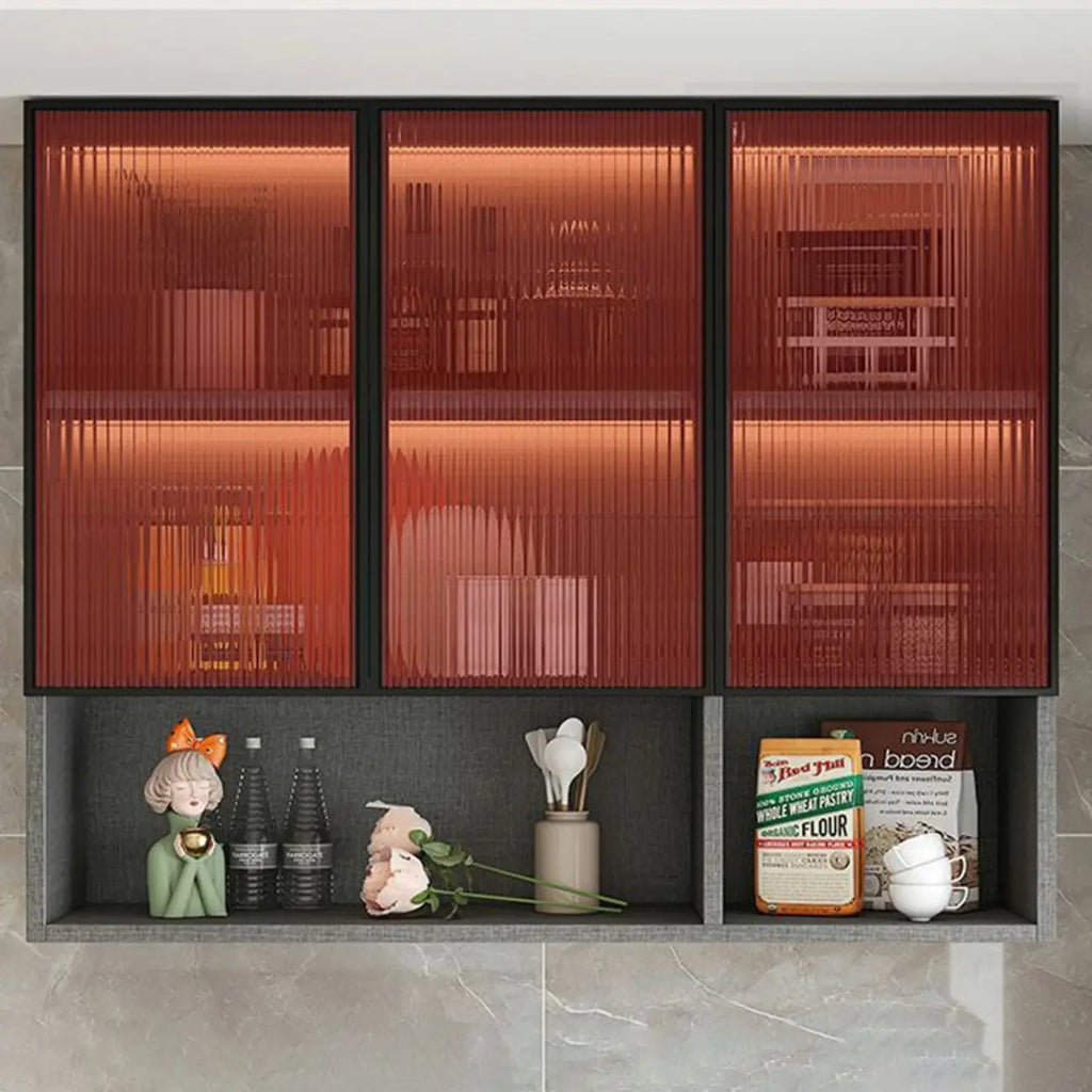 Armoire de cuisine murale grise en bois pour rangement