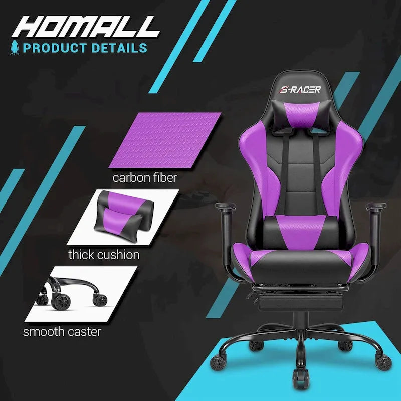 Chaise de jeu avec repose-pieds - Chaise de bureau ergonomique