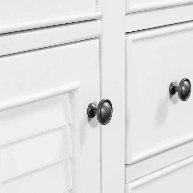 Meuble-lavabo avec vasque en céramique, deux placards et cinq tiroirs