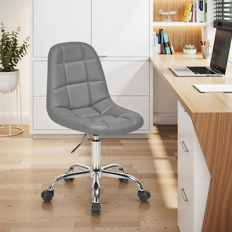 Chaise de bureau à domicile sans accoudoirs Javlergo, chaise de bureau d'ordinateur réglable en hauteur avec roulettes