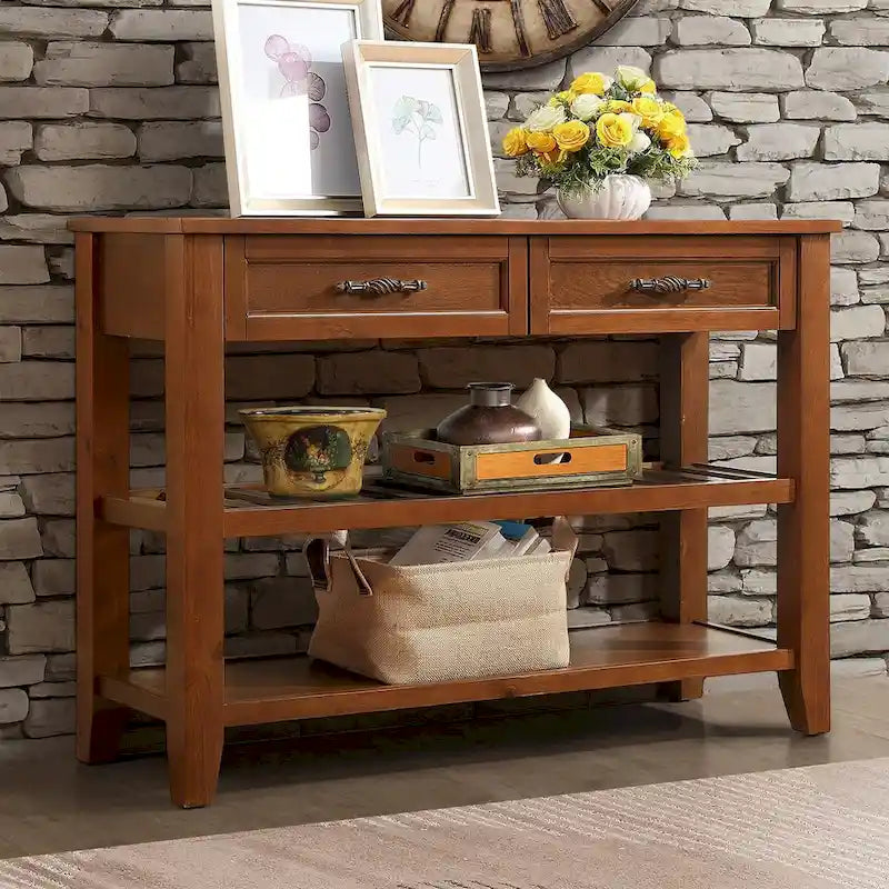 Table console de 42 po avec tiroirs et étagères à niveaux