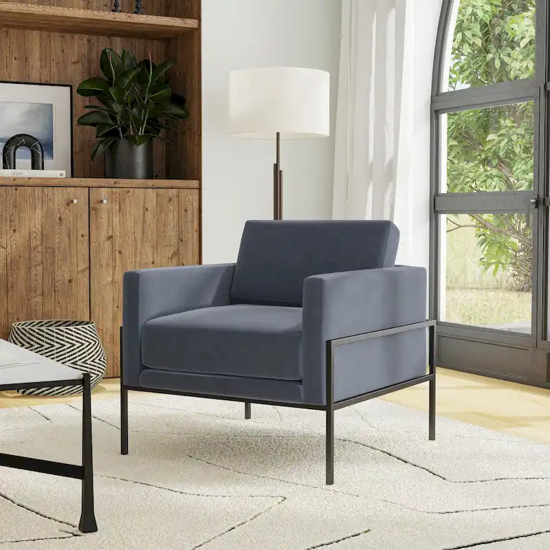 Fauteuil club moderne HomePop rembourré avec cadre en métal