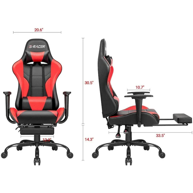 Chaise de jeu avec repose-pieds - Chaise de bureau ergonomique