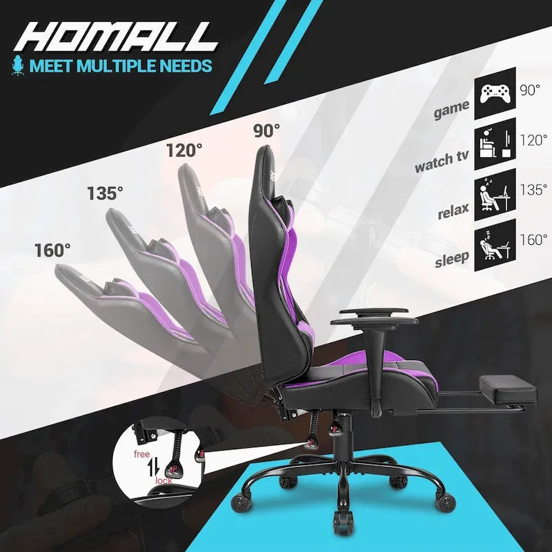 Chaise de jeu avec repose-pieds - Chaise de bureau ergonomique