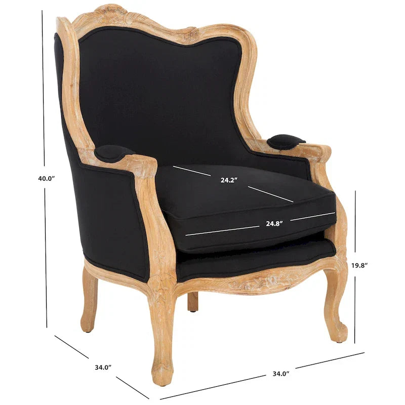 Fauteuil à oreilles Kali Oak en lin naturel - 34Lx34Px40H