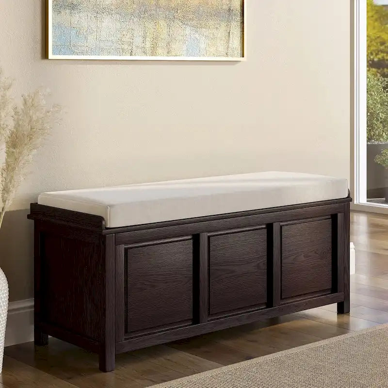 Banc de rangement ouvert en bois massif John Louis Home