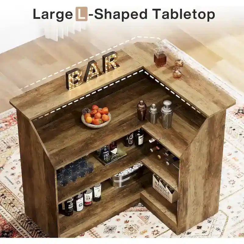 Meuble de bar d'angle avec porte-verres pour pub à domicile