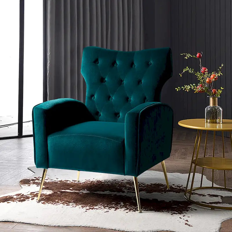 Chaise touffetée Abadiana avec accent et piètement en métal
