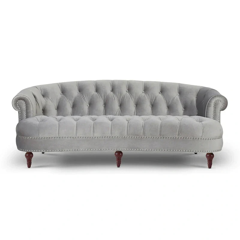 Canapé capitonné chesterfield La Rosa 84 en velours, style moderne du milieu du siècle