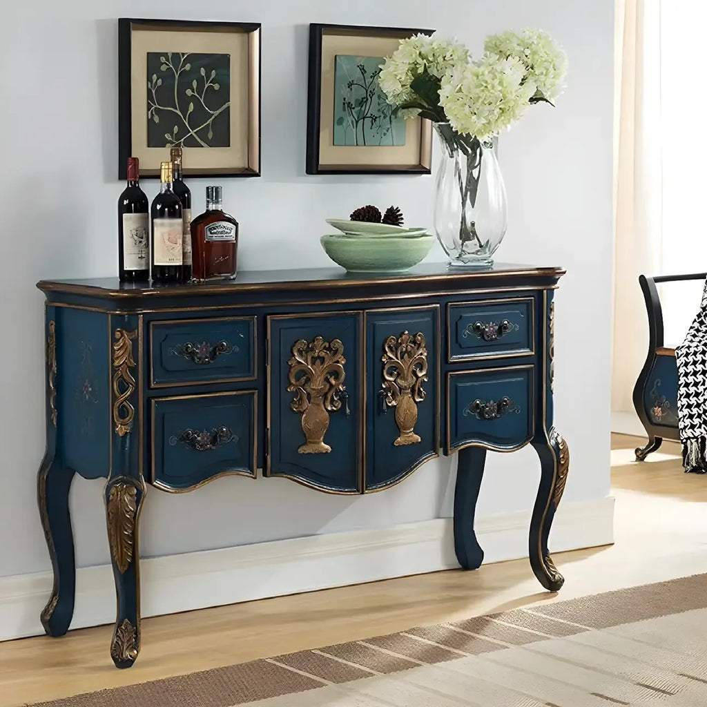 Console de rangement en bois de café avec tiroirs