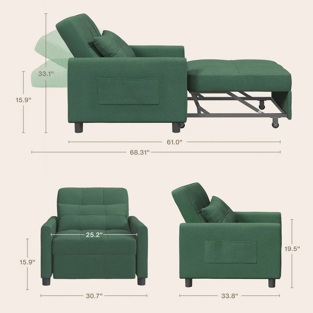 Canapé-lit convertible 3-en-1, Canapé-chaise dépliable, Lit pliant convertible pour salon